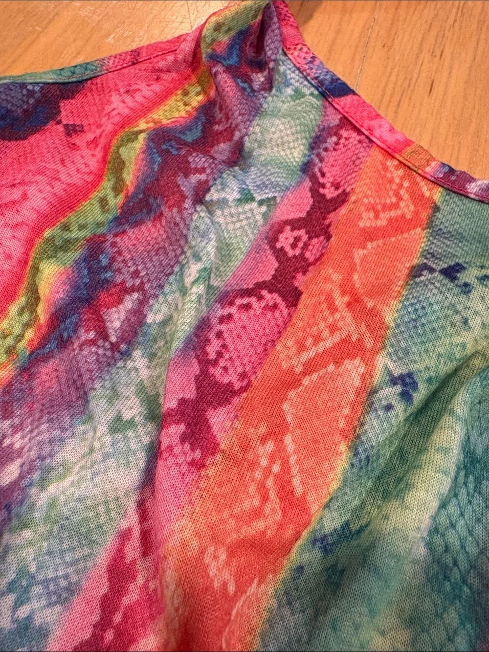 OP Ocean Pacific ~ Girls Multicolor Neon Striped High-Low Swimsuit Coverup
